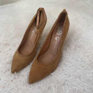 Jeffrey Campbell Ibiza Last Pointed Toe Suede Heels Ankle Strap Missing As Is
